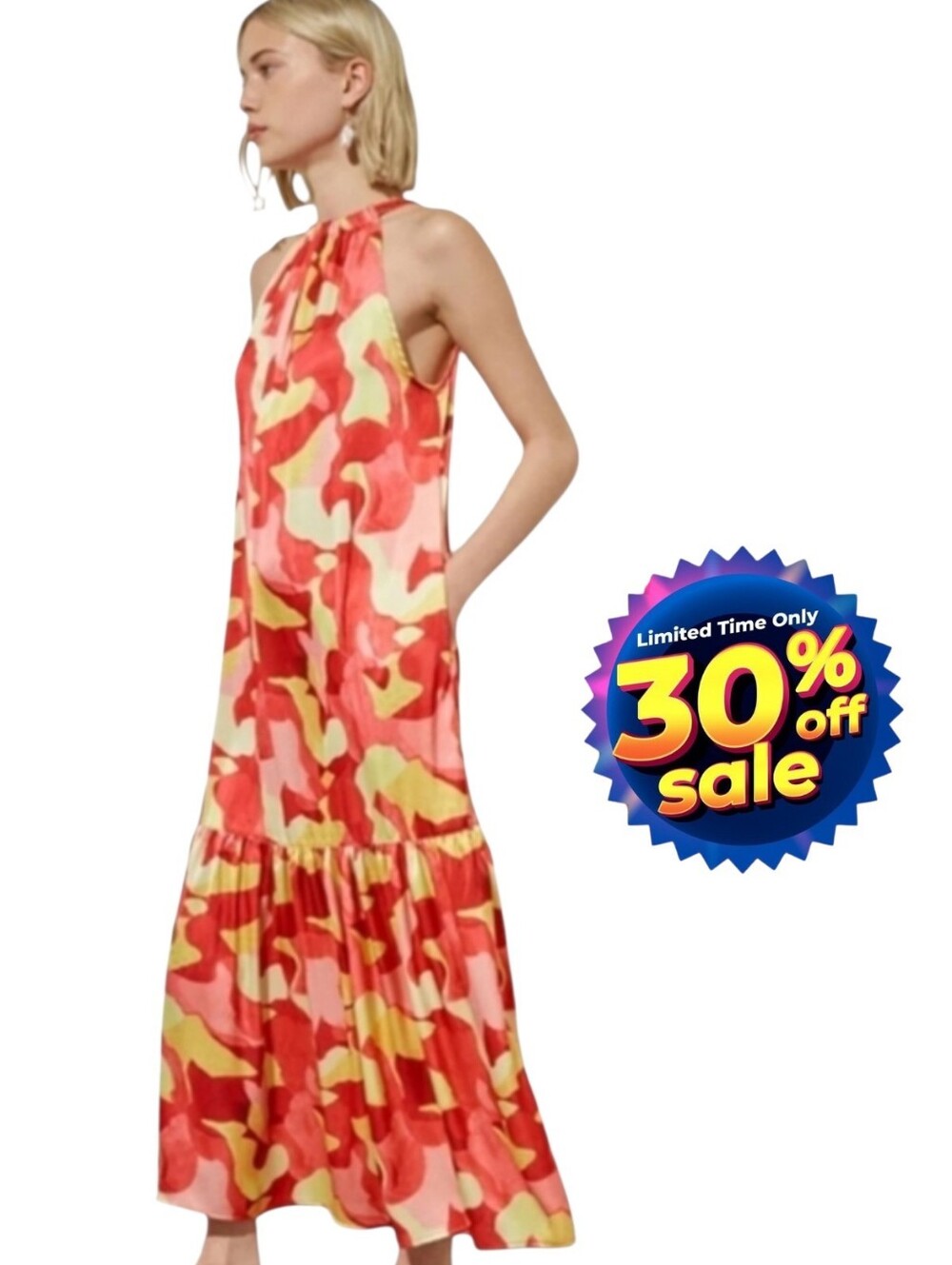 Ming Wang Summer Flowy Maxi Dress sz M